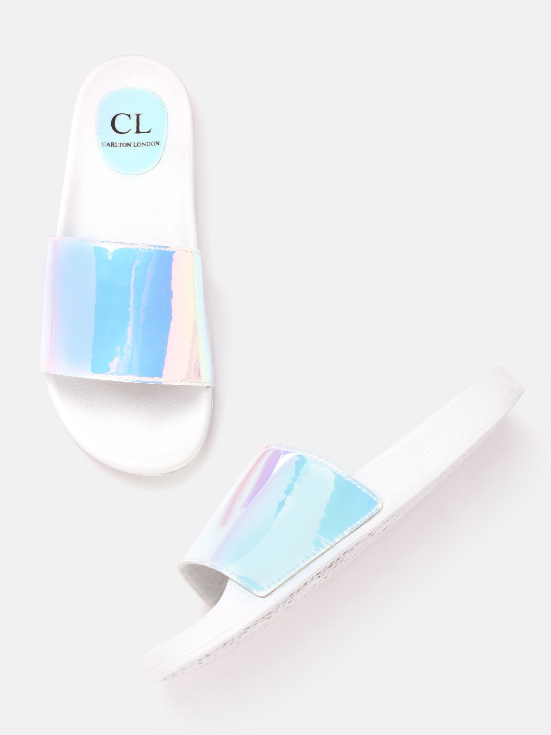 

Carlton London Women Blue Iridescent Effect Open Toe Flats