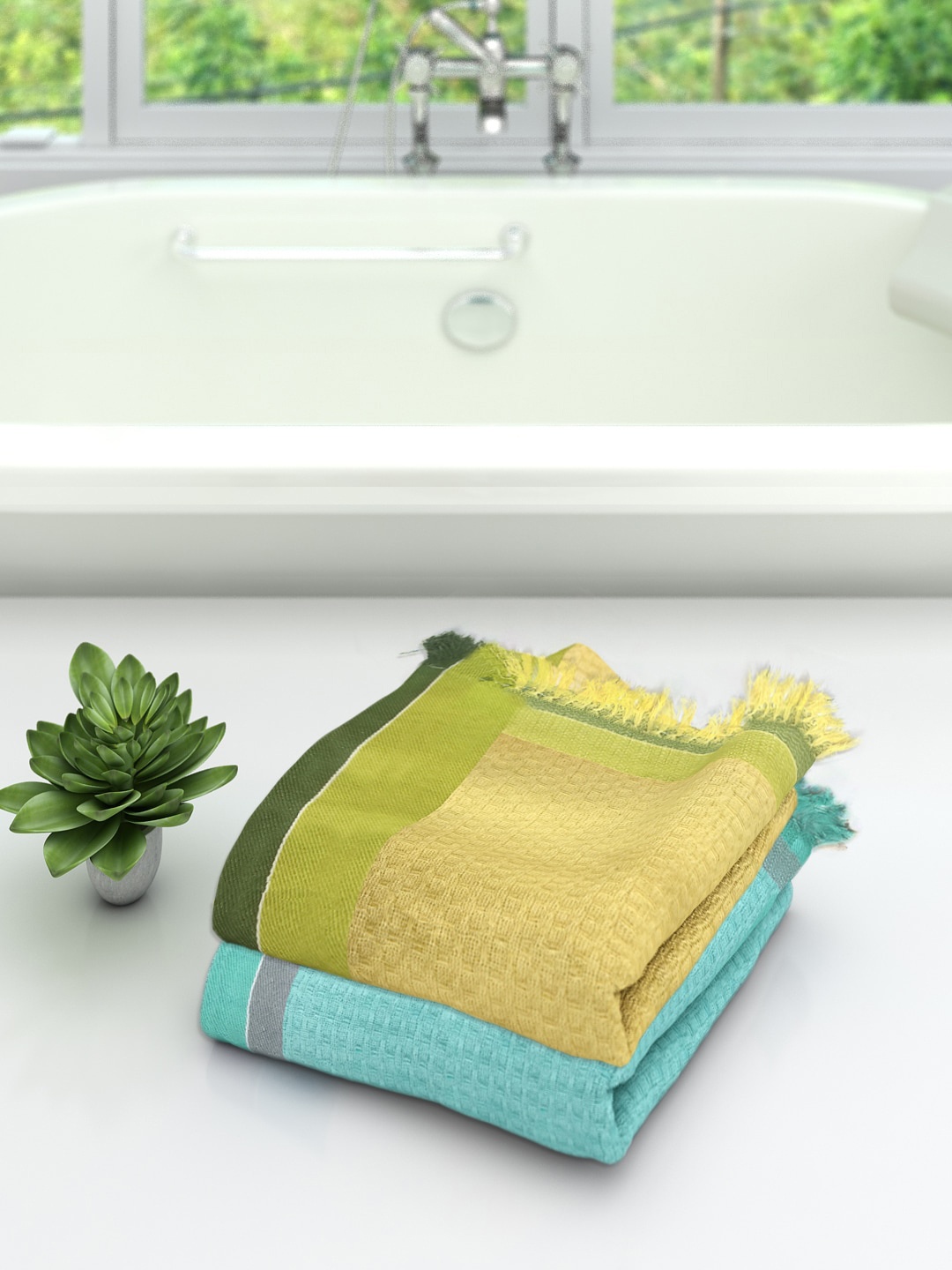 

Athom Trendz Set Of 2 High Absorbant Bath Towel, Green