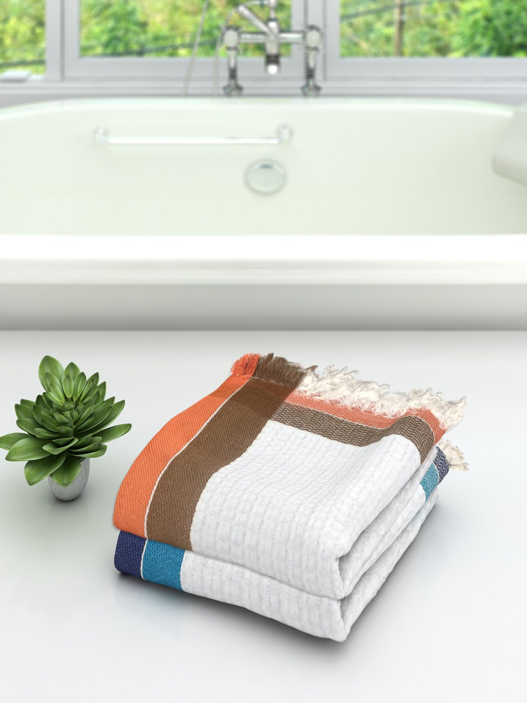 

Athom Trendz Multi Set of 2 Cotton Bath Towels