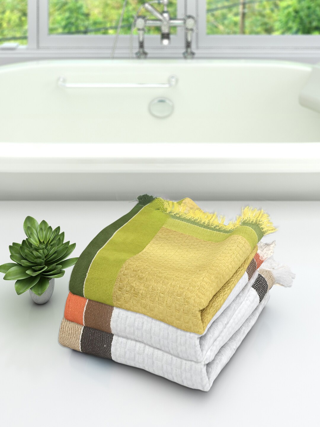 

Athom Trendz Pack of 3 Cotton Lightweight Quick-Dry & High Absorbant Bath Towel, Multi