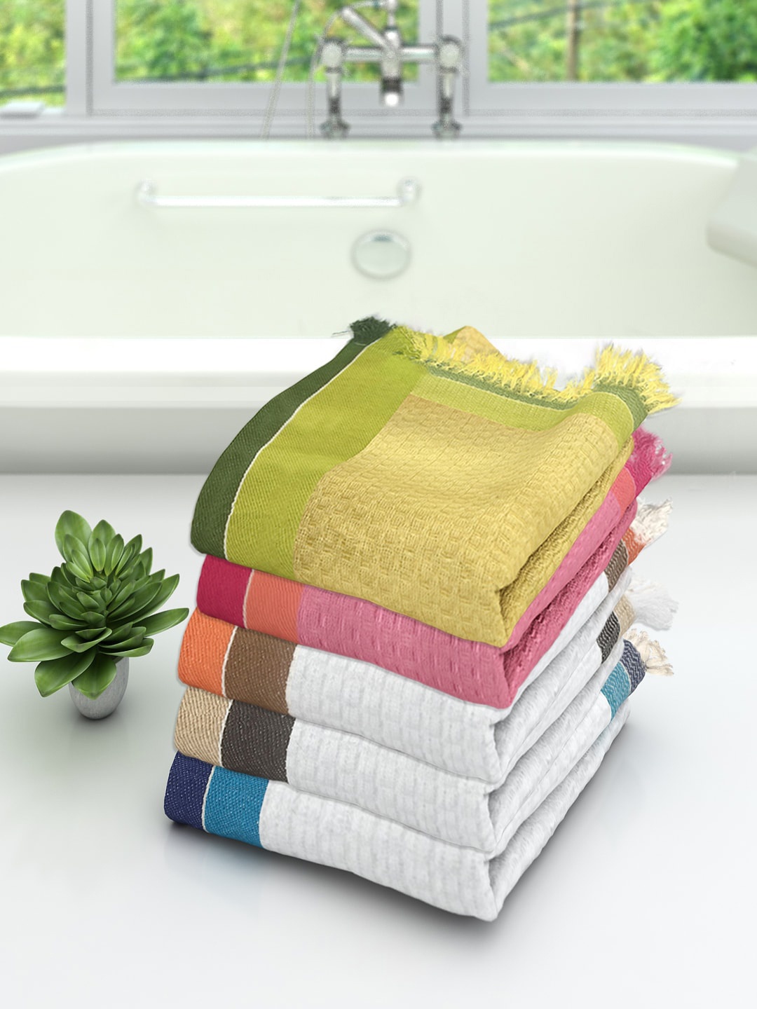 

Athom Trendz Pack of 5 Cotton Lightweight Quick-Dry & High Absorbant Bath Towel, Multi