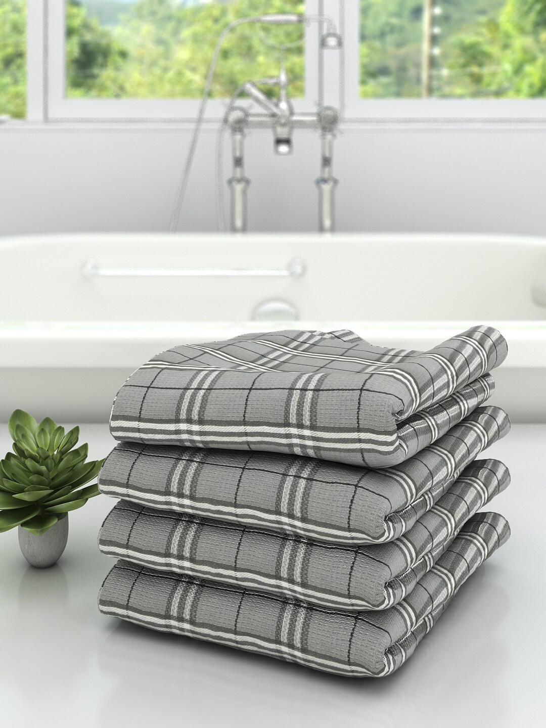 

Athom Trendz Set Of 4 Grey High Absorbant Bath Towel