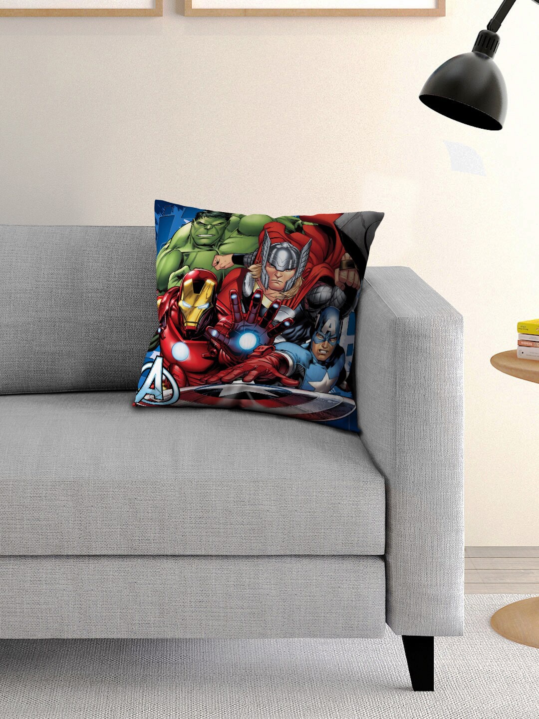 

Marvel Kids Blue & Green Avengers Printed Filled Square Cushion With Cover