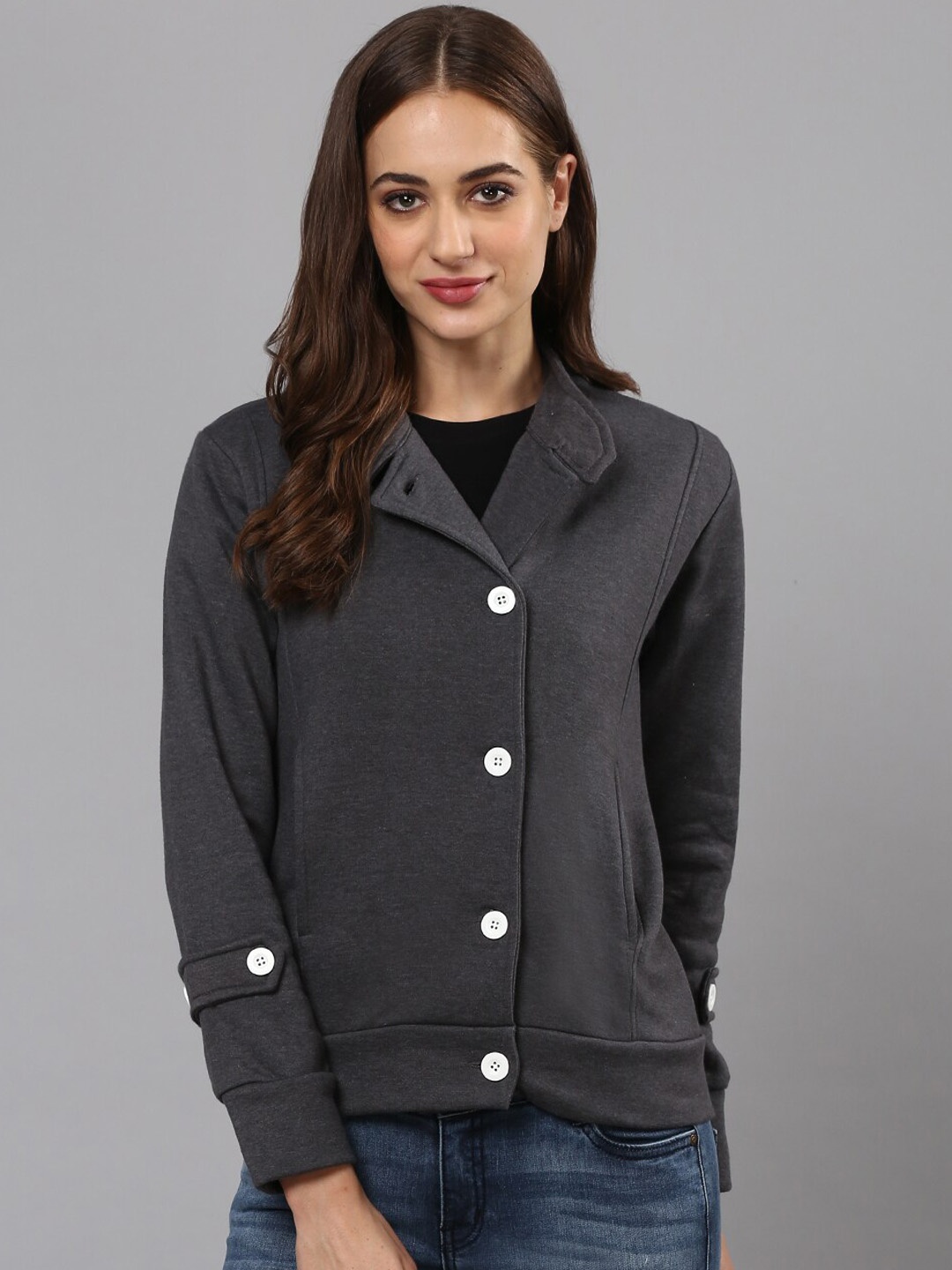 

Campus Sutra Women Grey Solid Tailored Jacket