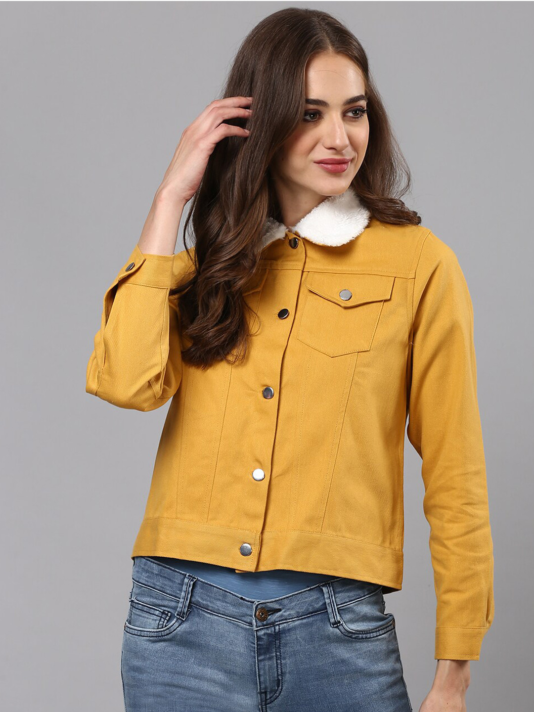 

Campus Sutra Women Yellow Windcheater Tailored Jacket