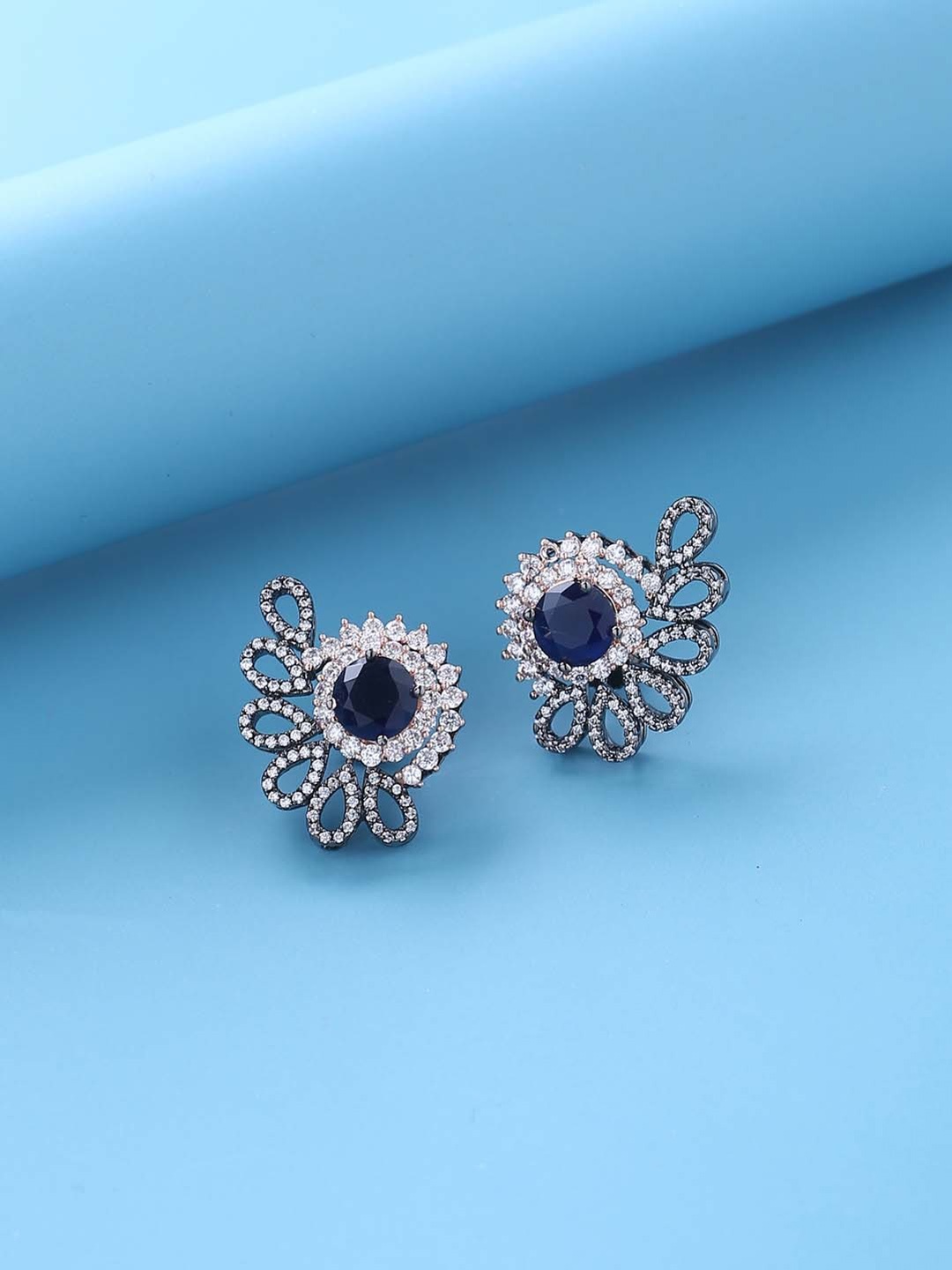 

Tistabene Blue & Black Contemporary Studs Earrings