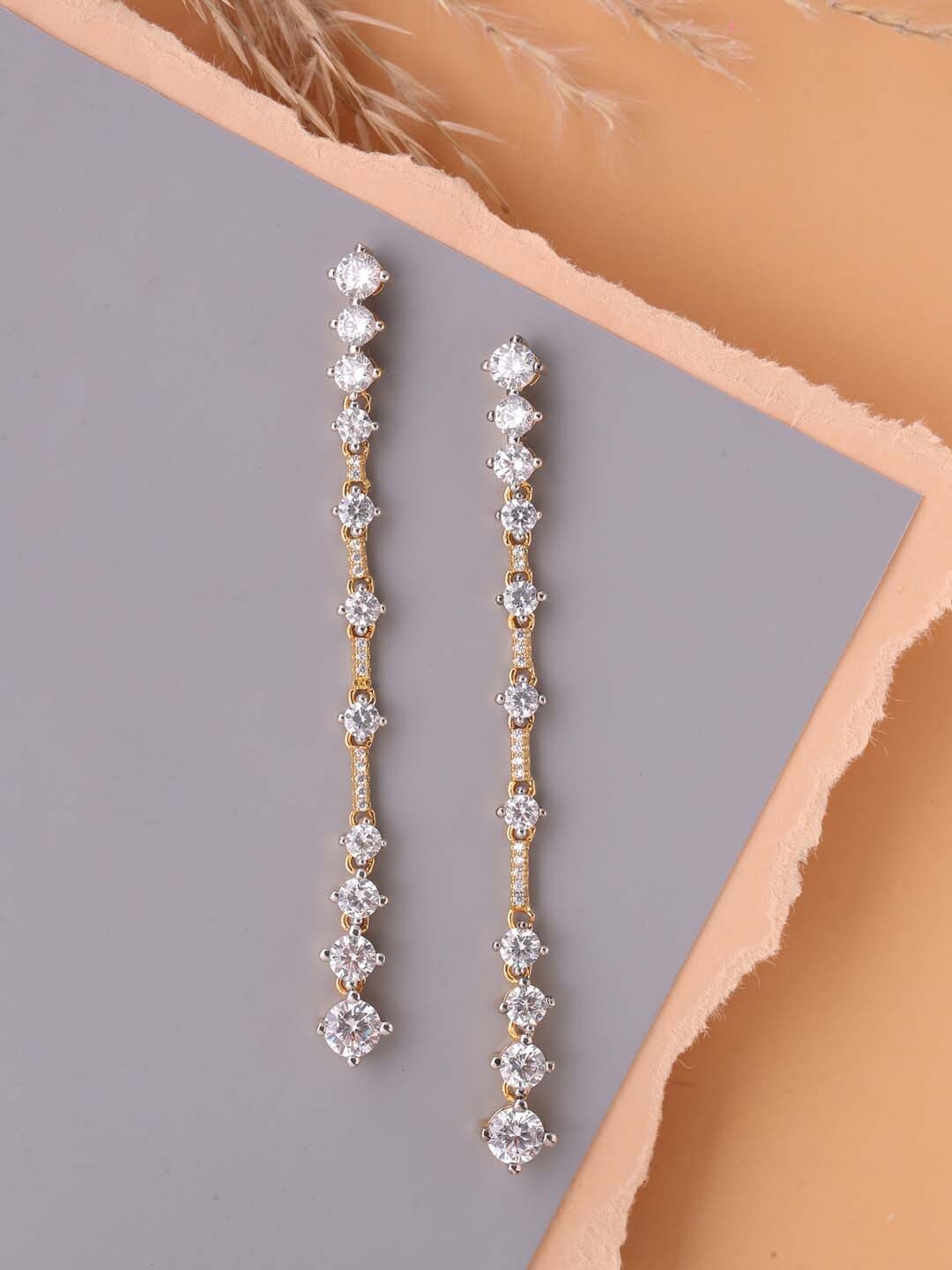 

Tistabene Women White Gold-Plated Contemporary Drop Earrings