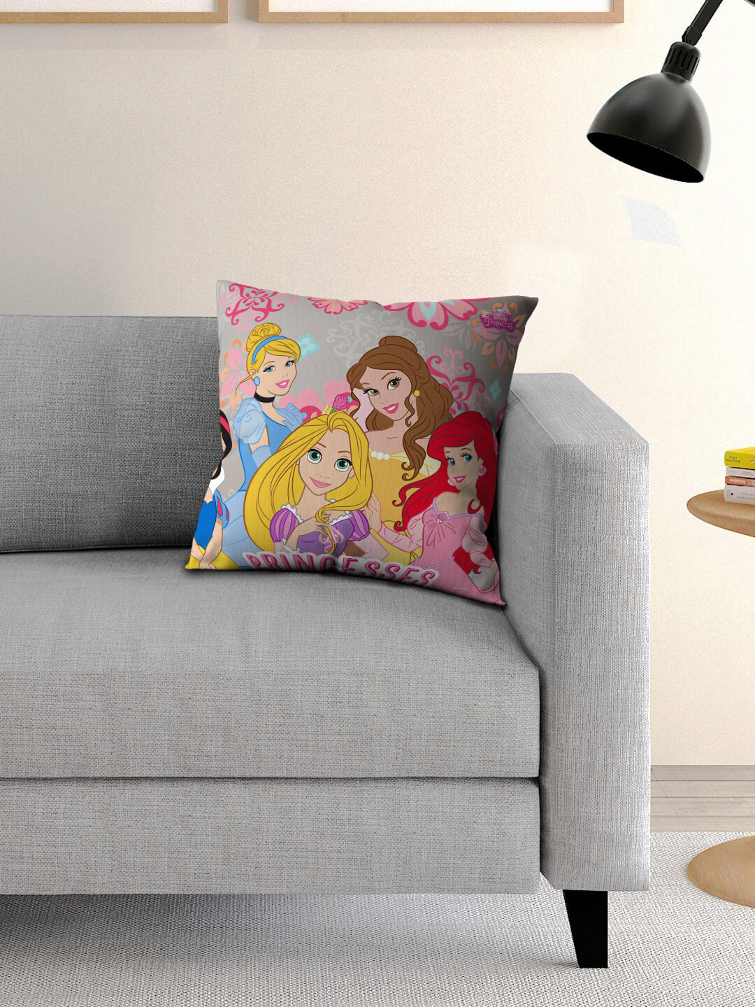 

Disney Kids Pink & Blue Princess Printed Filled Square Cushion With Cover