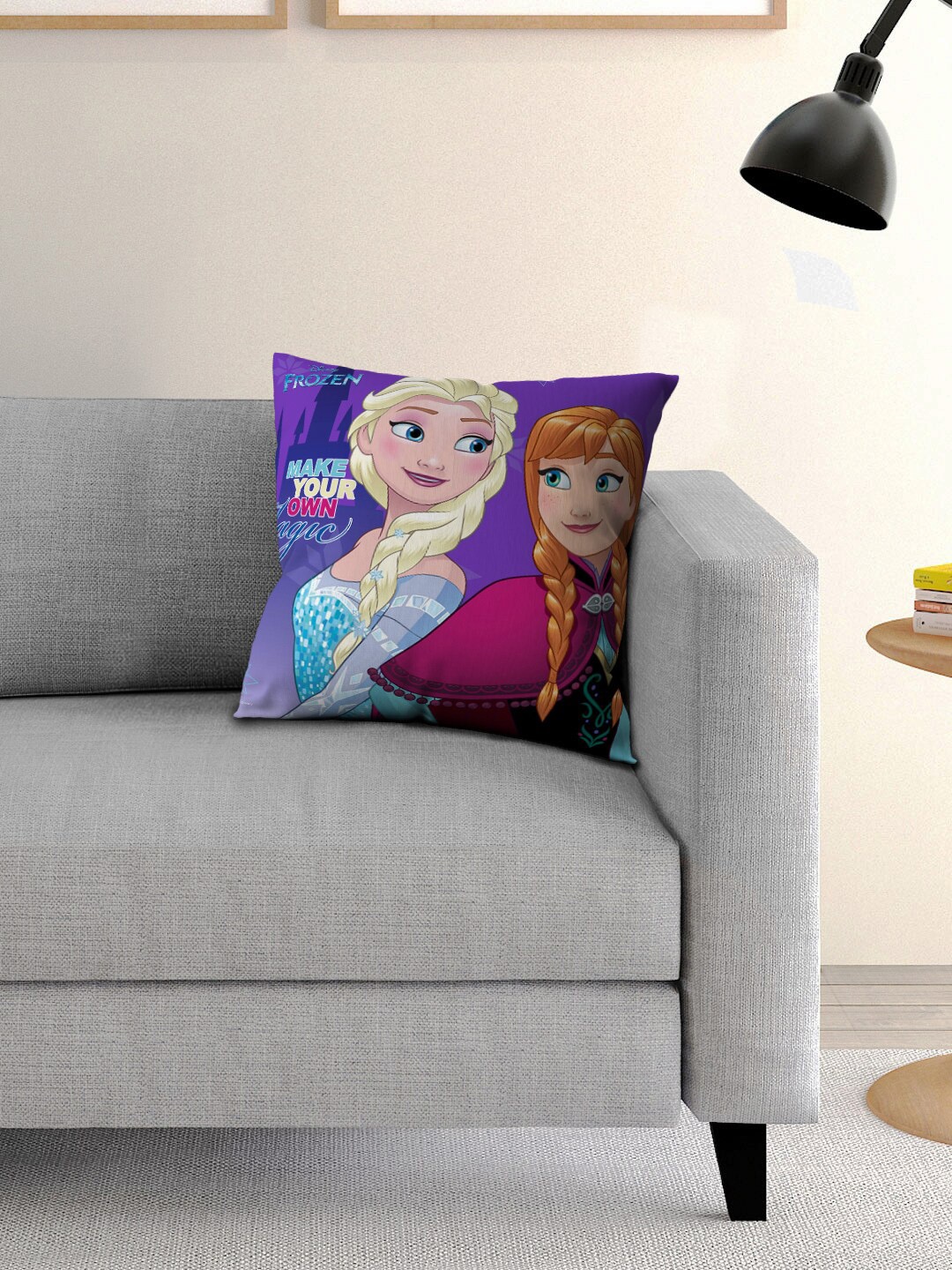 

Disney Kids Violet & Blue Frozen Printed Filled Square Cushion With Cover