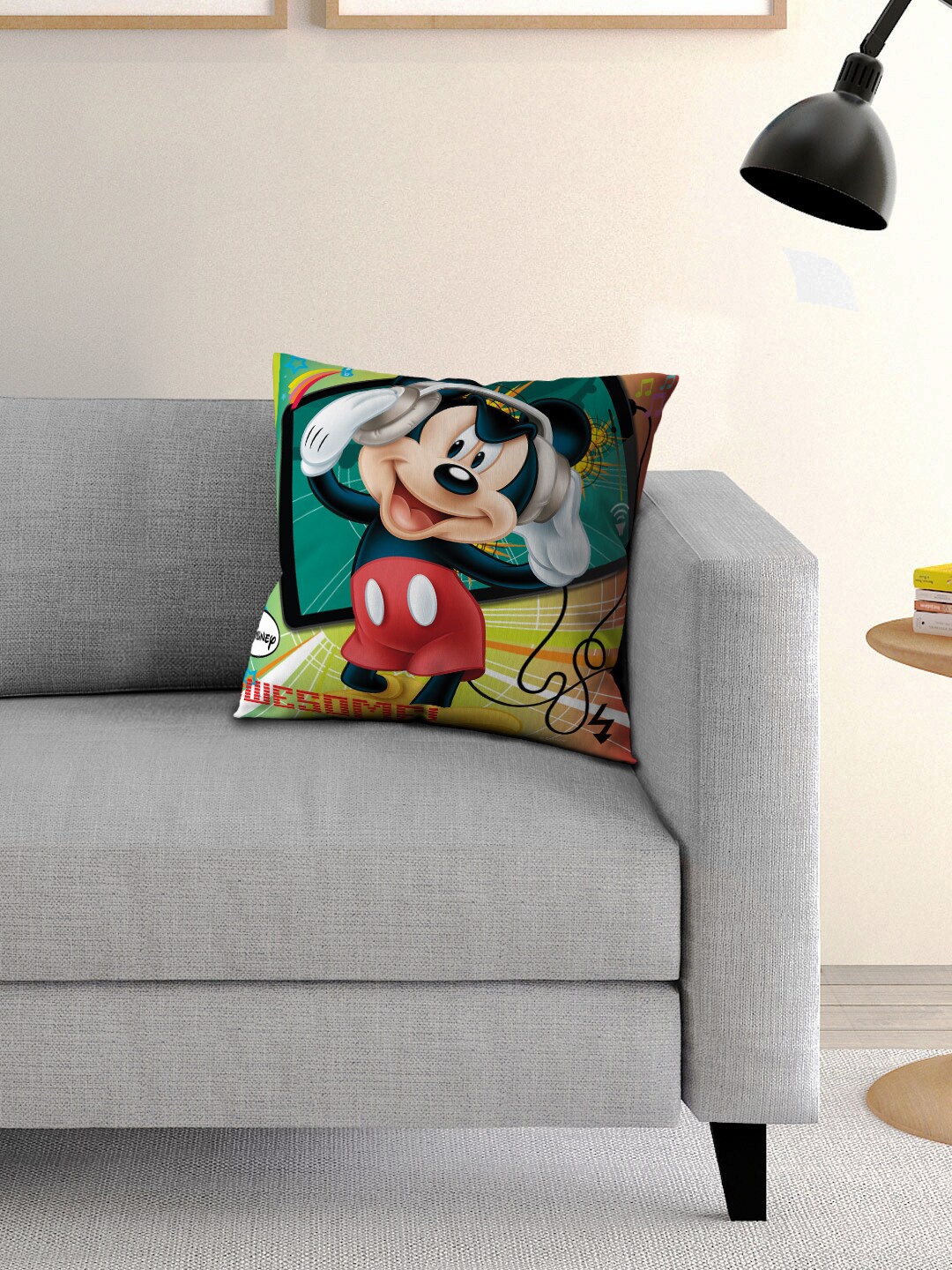 

Disney Mickey Multicoloured Single Cartoon Character Printed 40x40 cm Square Cushion Cover, Multi