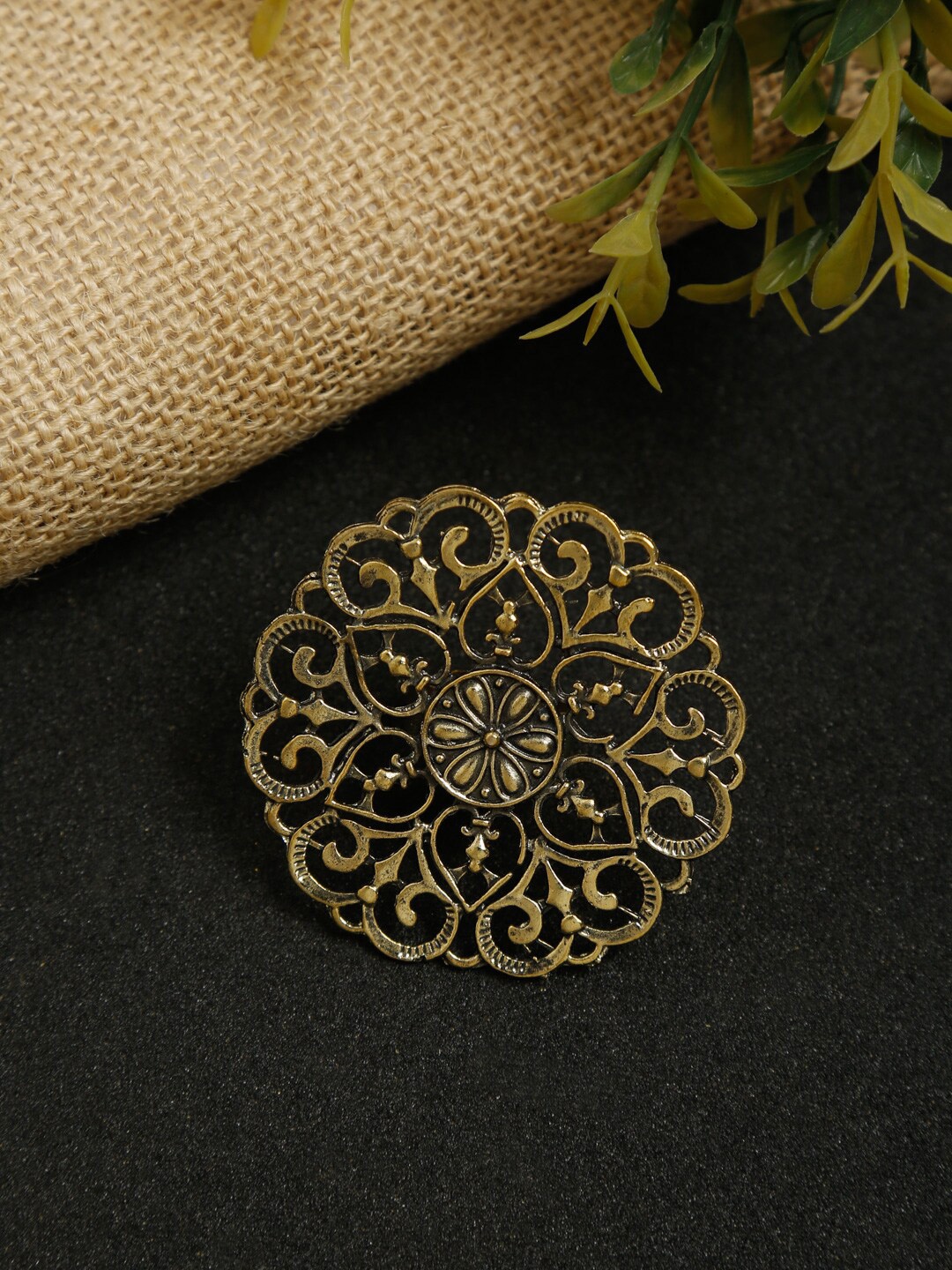 

NEUDIS Oxidised Gold-Plated Adjustable Antique Finger Ring