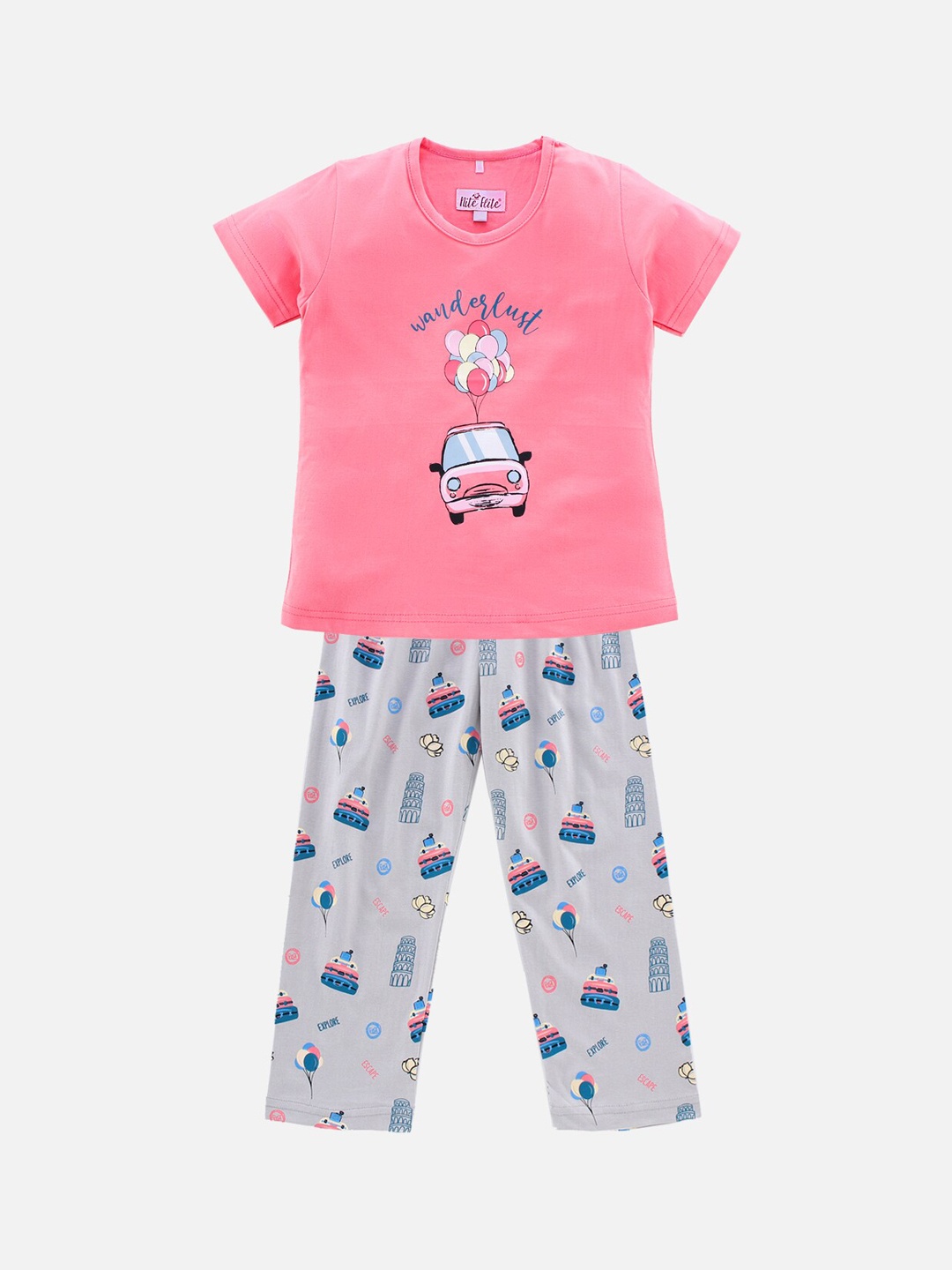 

Nite Flite Girls Pink & Grey Night Suit