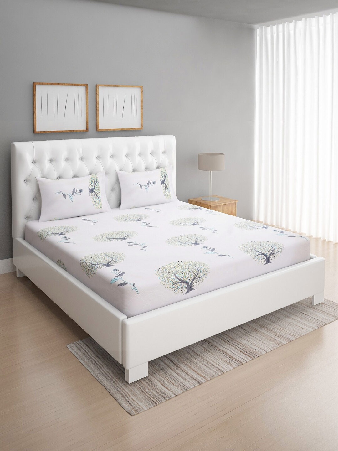 

ROMEE Off White Floral 186 TC Queen Bedsheet with 2 Pillow Covers