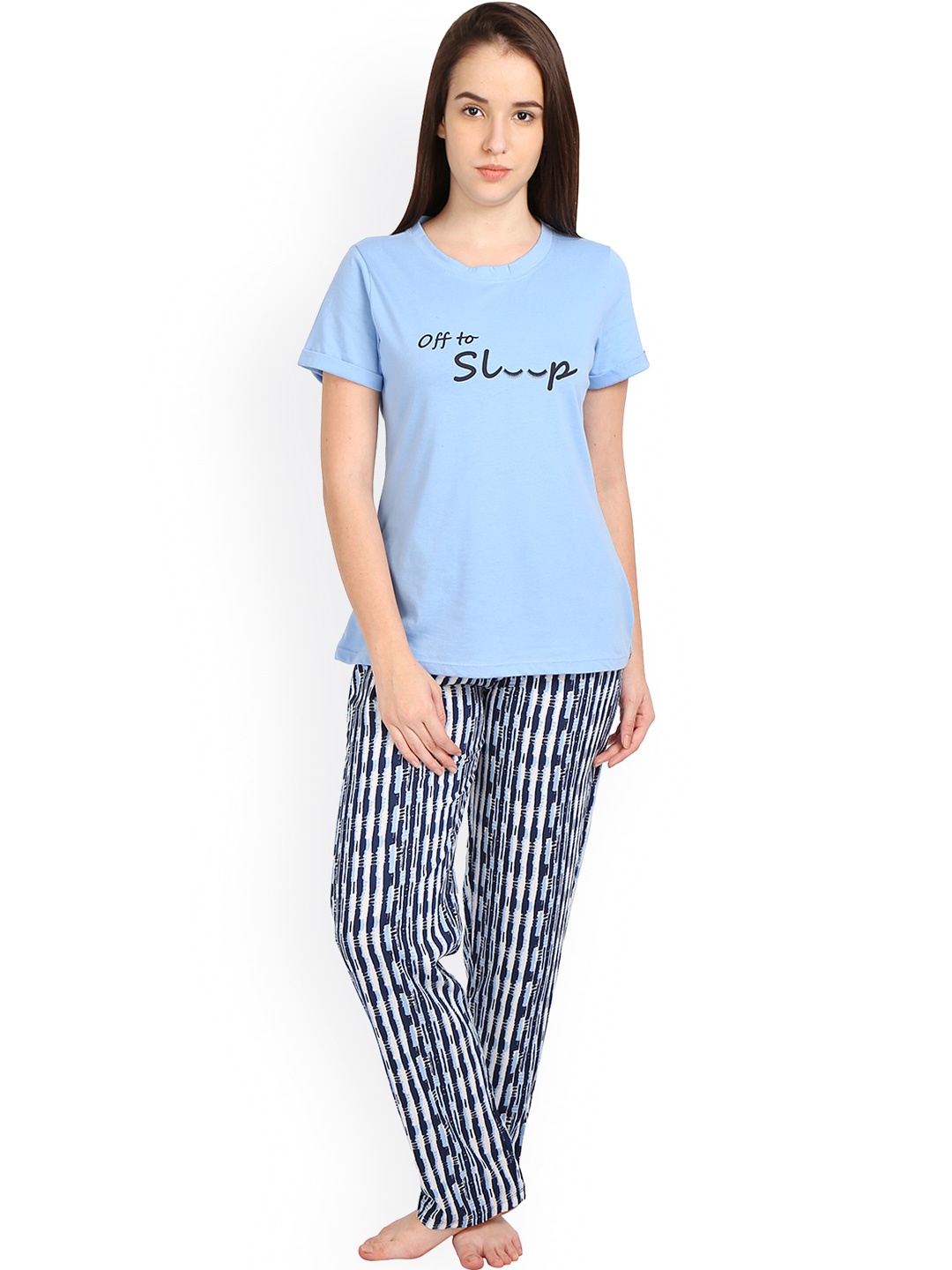 

Soie Blue Printed Night Suit NT-38