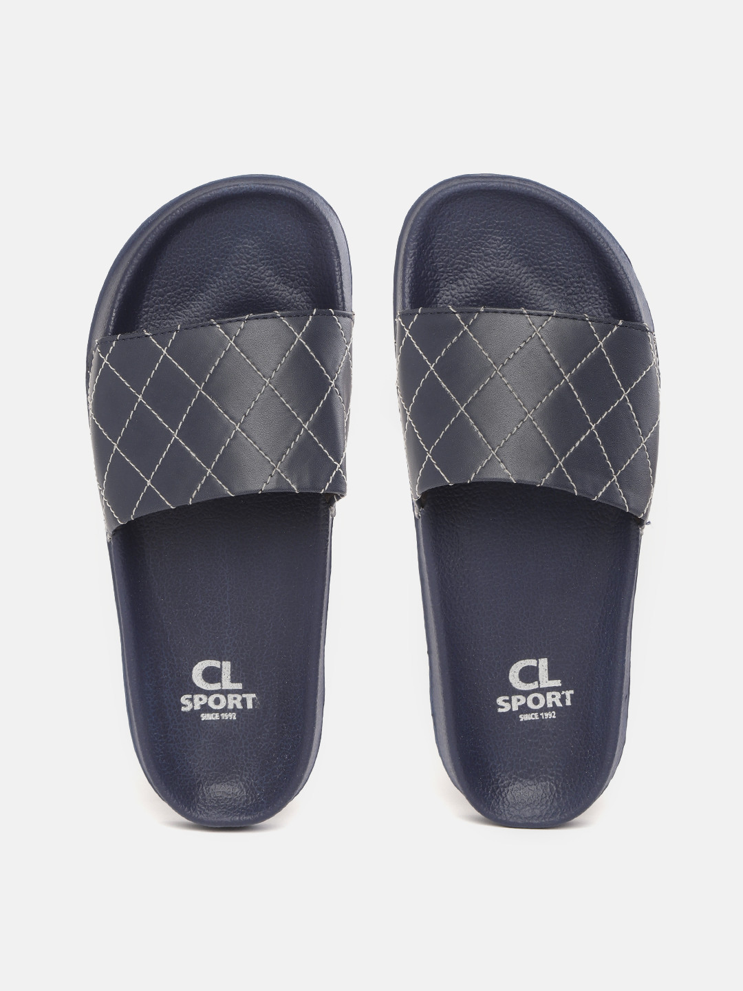 

Carlton London sports Women Navy Blue & White Woven Design Sliders