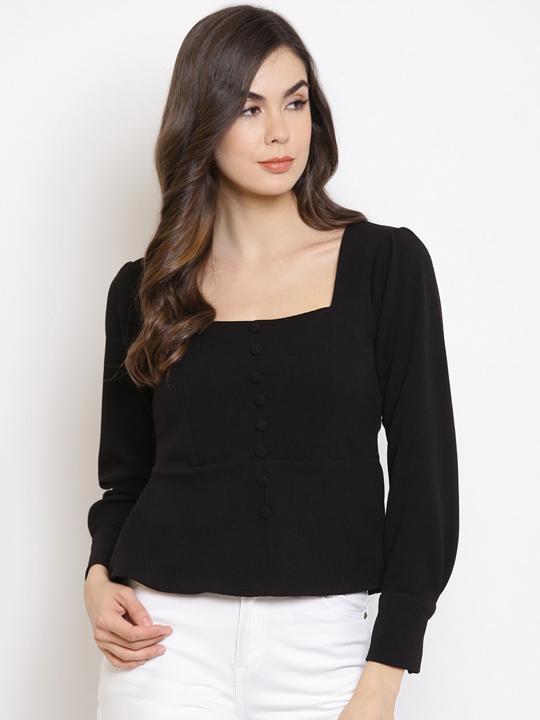 

Mayra Women Black Regular Top