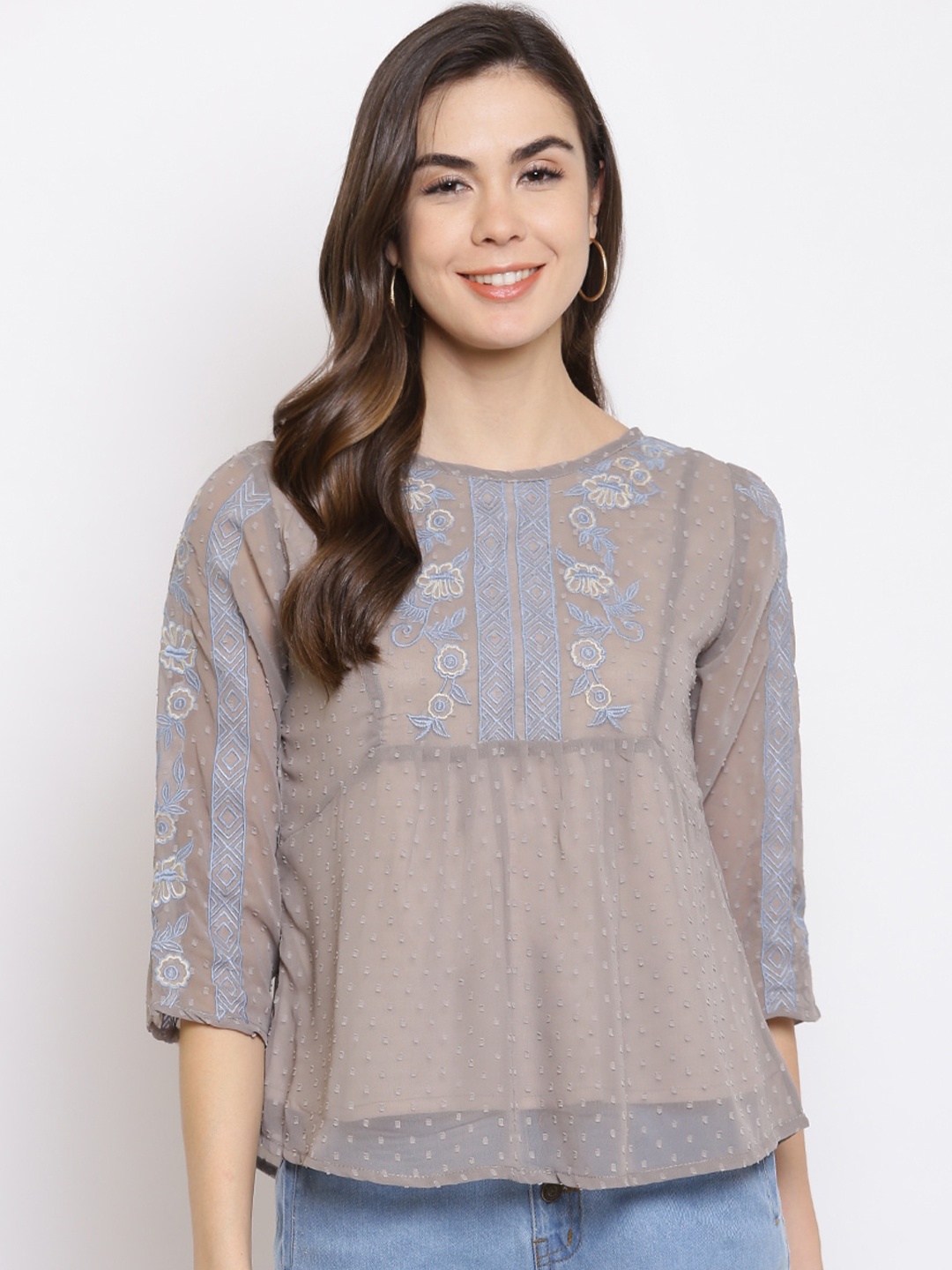 

Mayra Grey Georgette A-Line Top