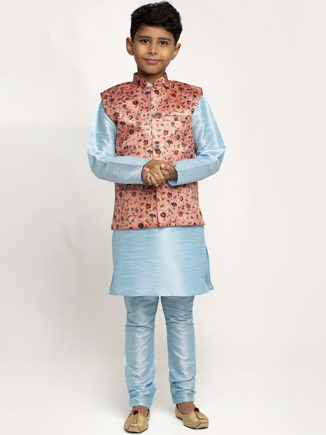 

KRAFT INDIA Boys Blue Dupion Silk Kurta with Churidar