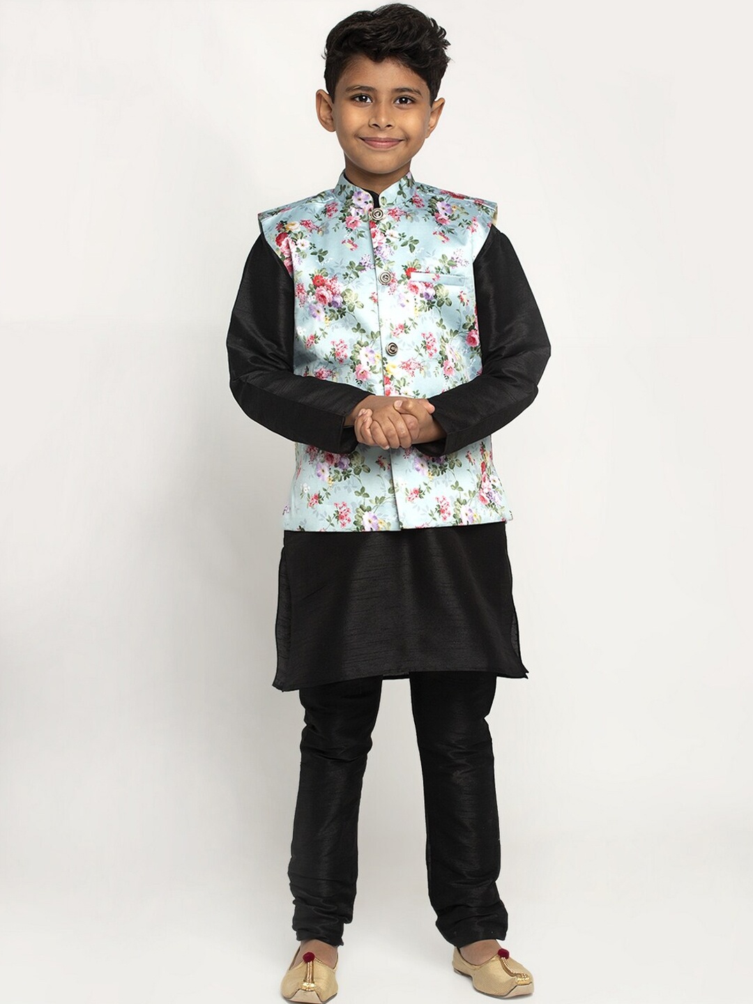 

KRAFT INDIA Boys Black Dupion Silk Kurta with Pyjamas