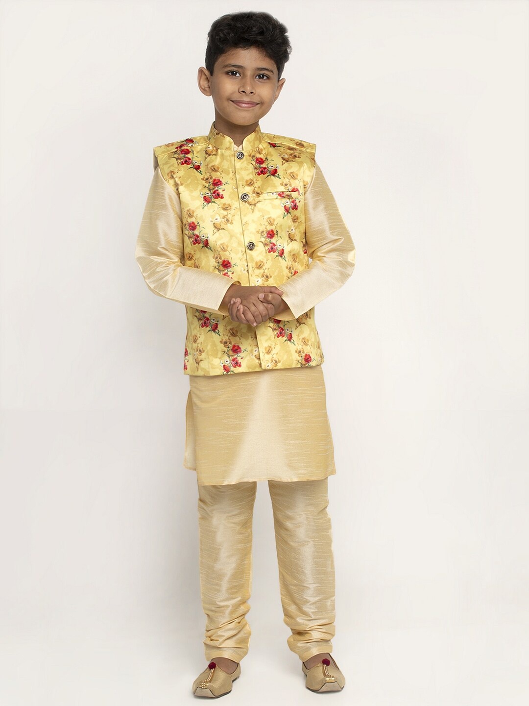 

KRAFT INDIA Boys Beige Dupion Silk Kurta with Churidar