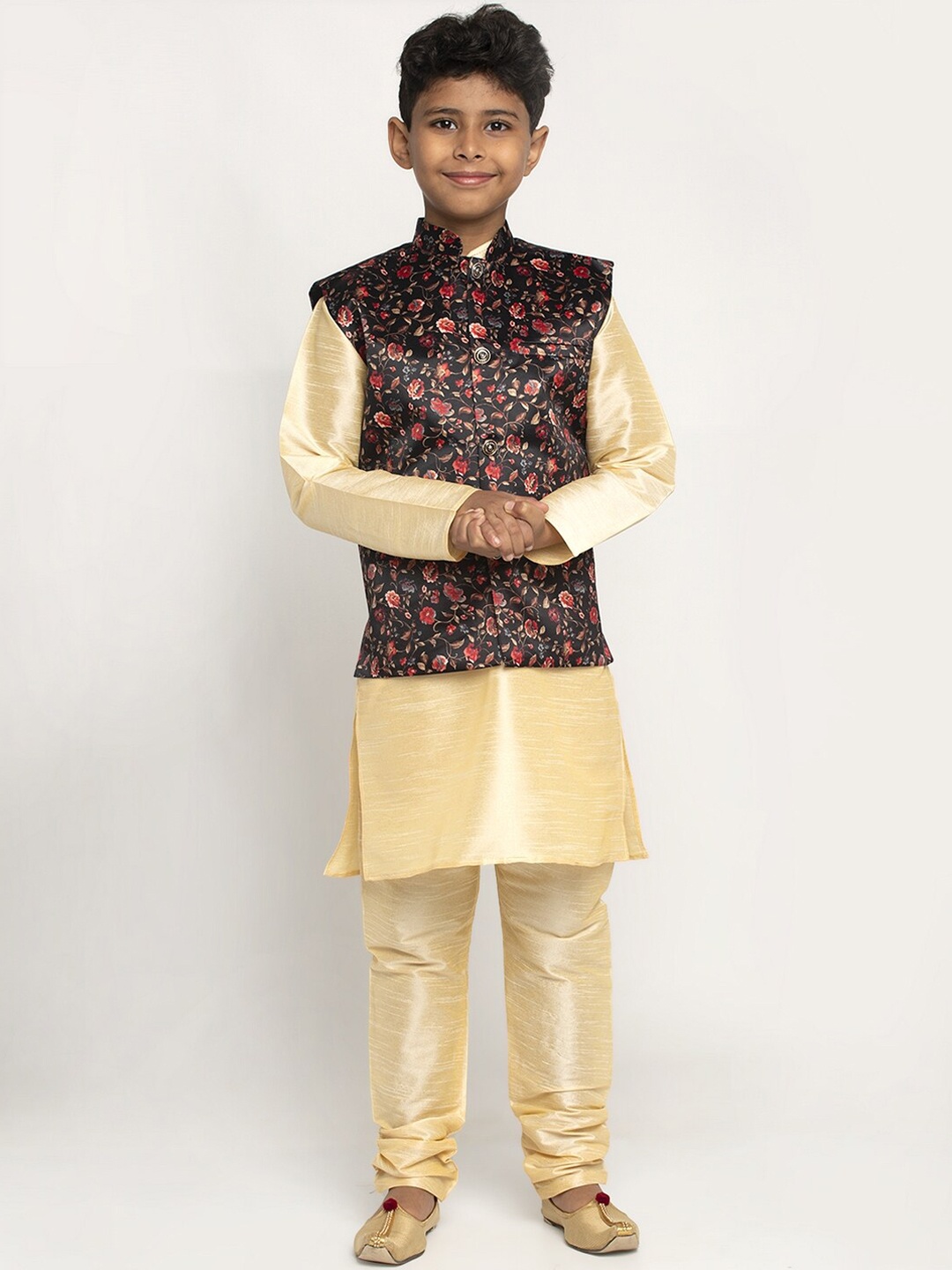 

KRAFT INDIA Boys Cream-Coloured Dupion Silk Kurta with Pyjamas