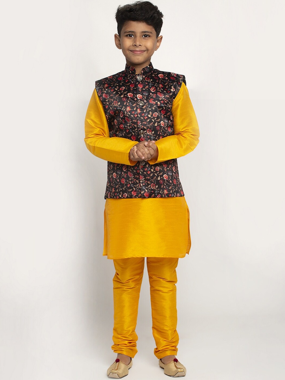 

KRAFT INDIA Boys Mustard Yellow Dupion Silk Kurta with Pyjamas