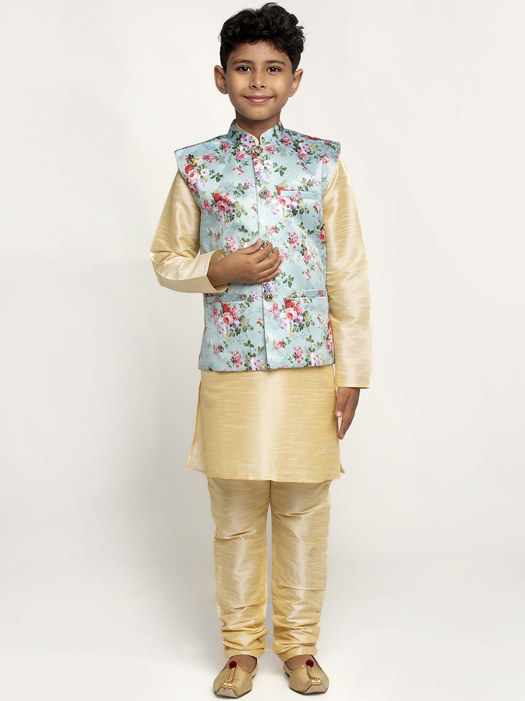 

KRAFT INDIA Boys Cream-Coloured Dupion Silk Kurta with Pyjamas