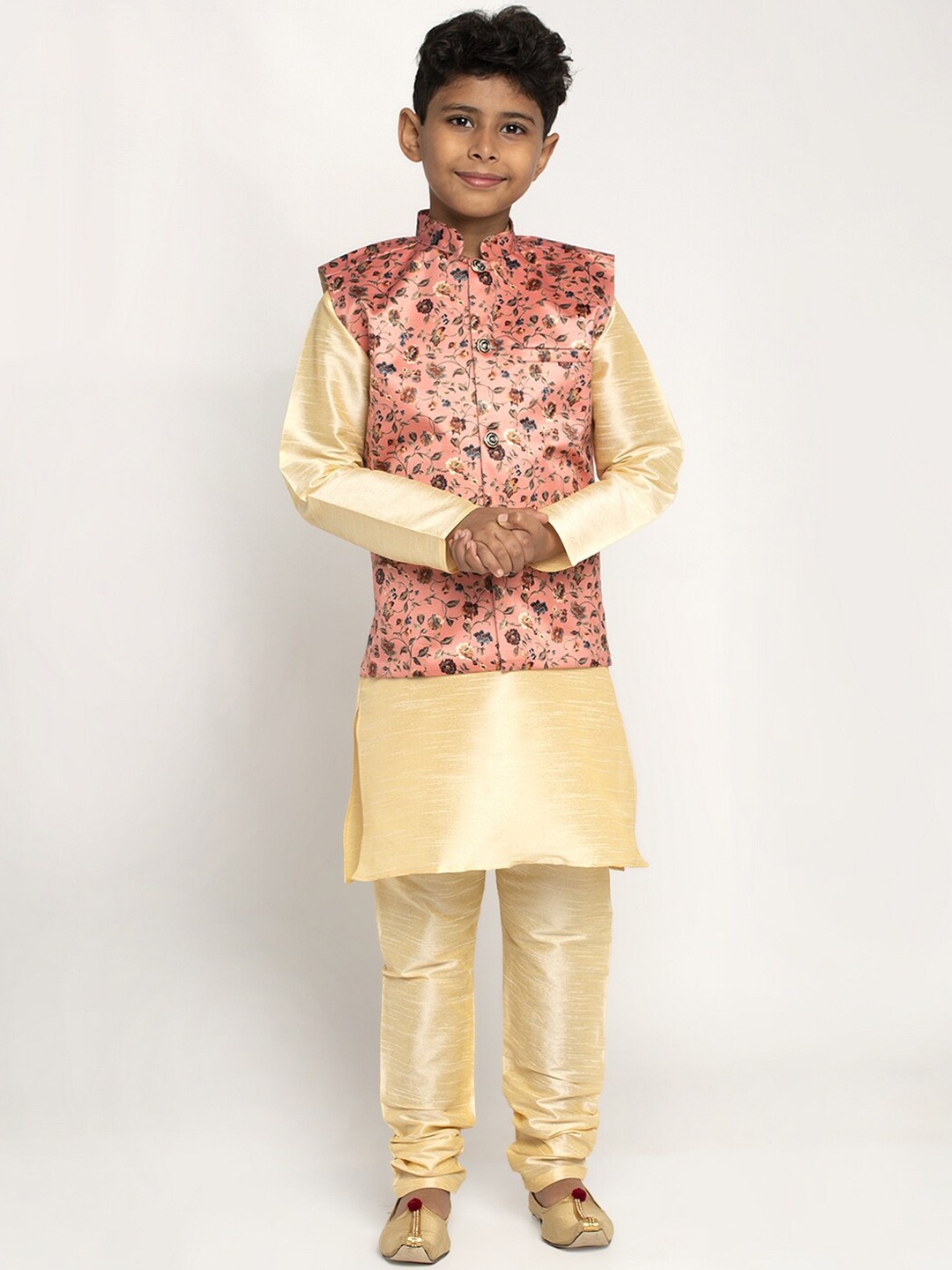 

KRAFT INDIA Boys Beige Dupion Silk Kurta with Churidar