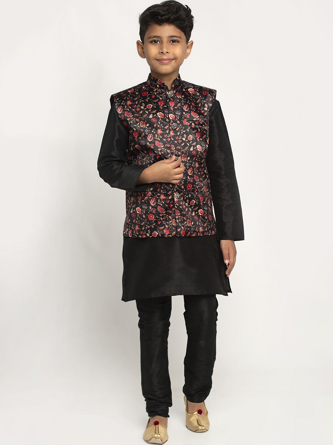

KRAFT INDIA Boys Black Dupion Silk Kurta with Pyjamas