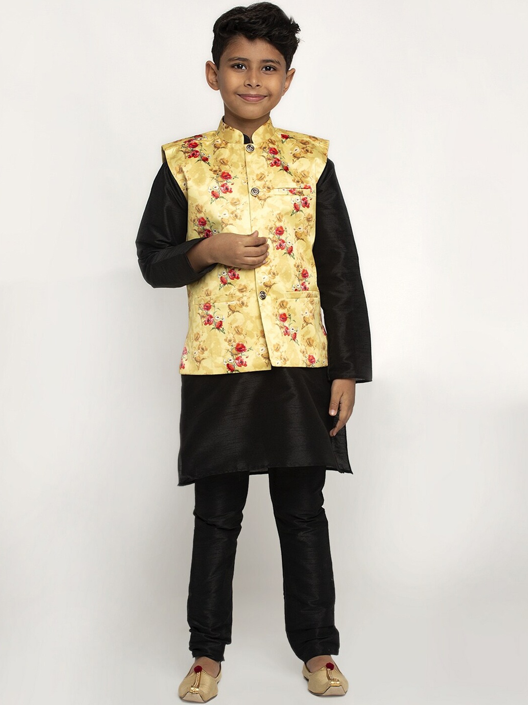 

KRAFT INDIA Boys Black Dupion Silk Kurta with Pyjamas