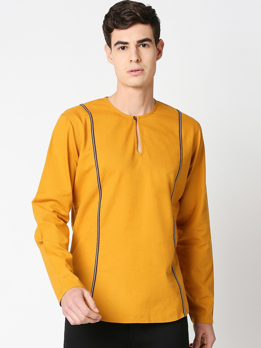 

Bewakoof Men Mustard Yellow Solid Relaxed Fit Kurta