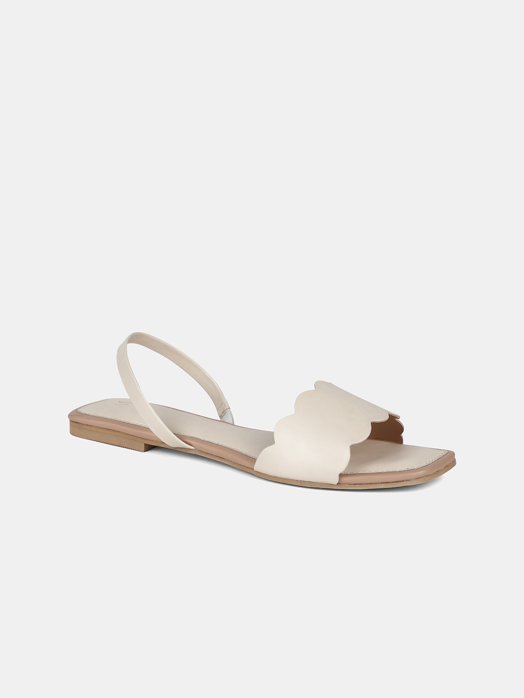 

W Women Cream-Coloured Open Toe Flats