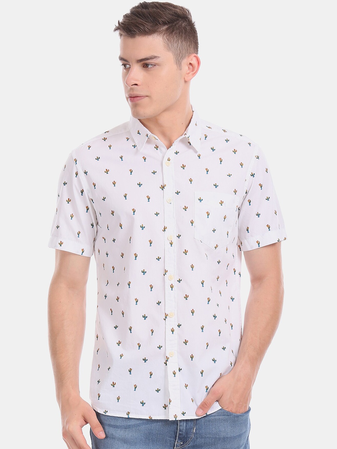 

Aeropostale Men White Printed Casual Shirt