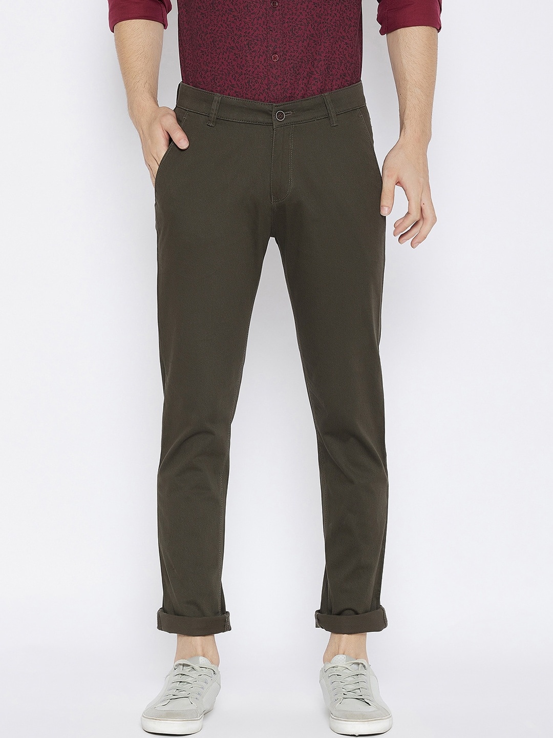 

Crimsoune Club Men Olive Green Slim Fit Trousers