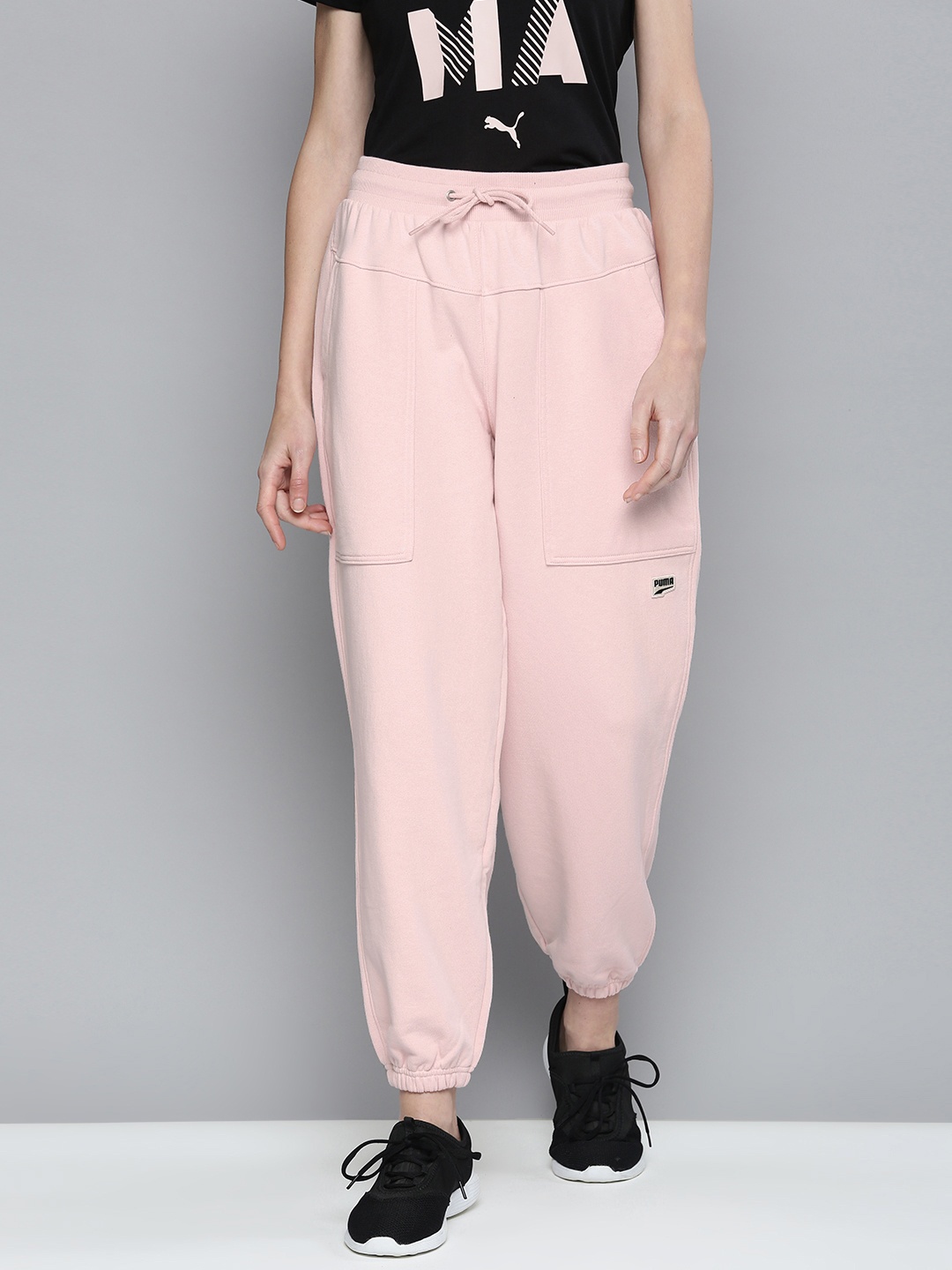

Puma Women Pink Solid Downtown Knitted Men's Loose Sweat Pants Joggers