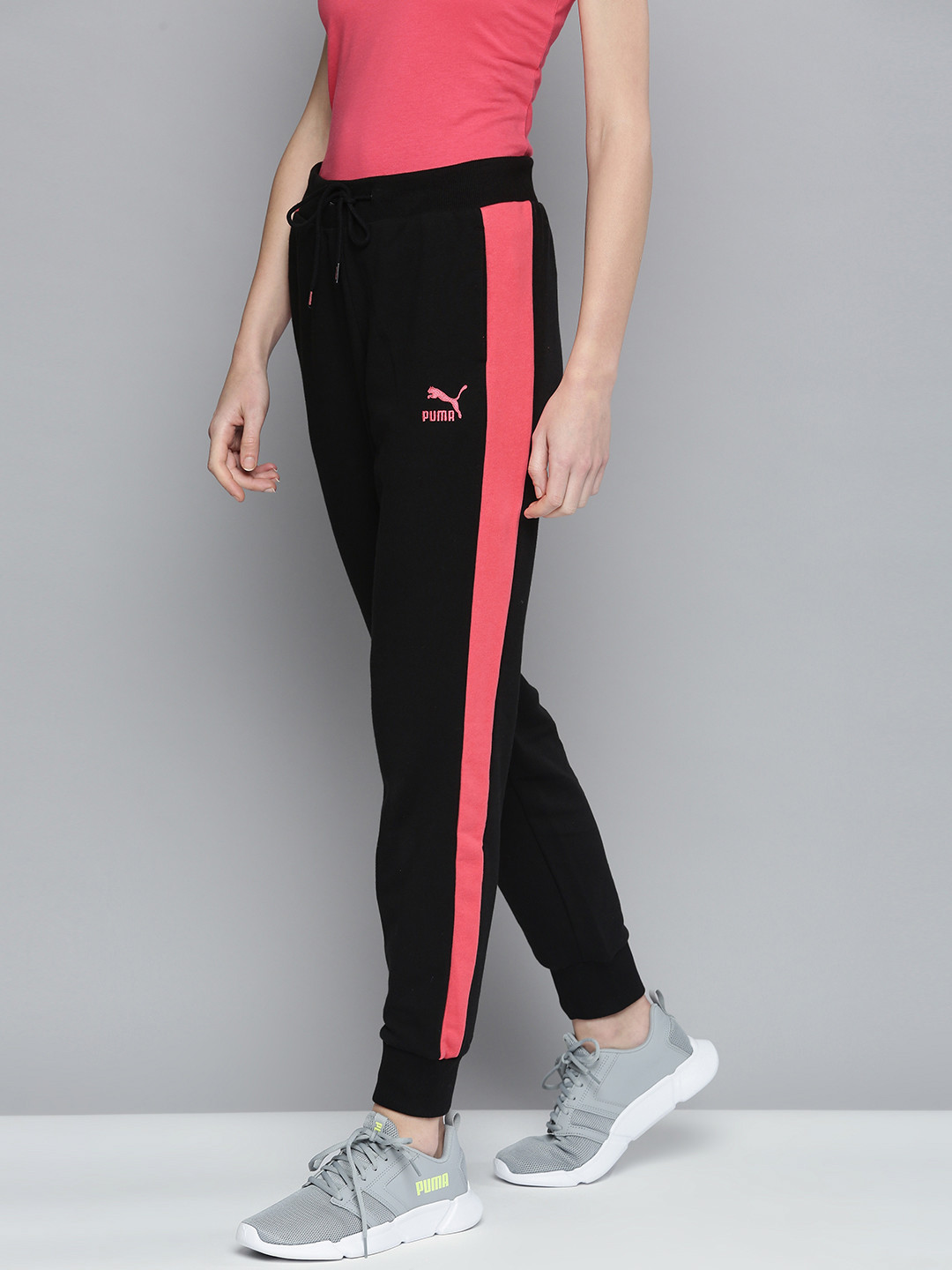 

Puma Women Black Solid Iconic T7 Straight Fit Side Striped Joggers