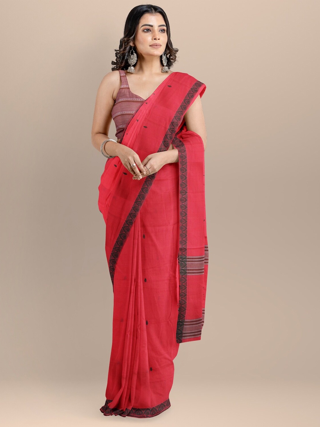 

APCO Red & Brown Woven Design Pure Cotton Saree