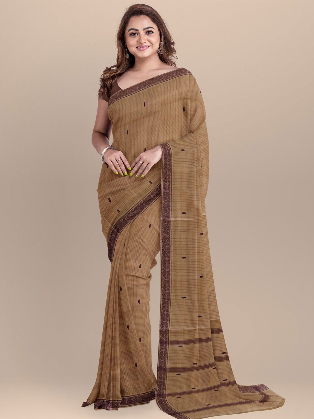

APCO Brown & Camel Brown Woven Design Pure Cotton Saree