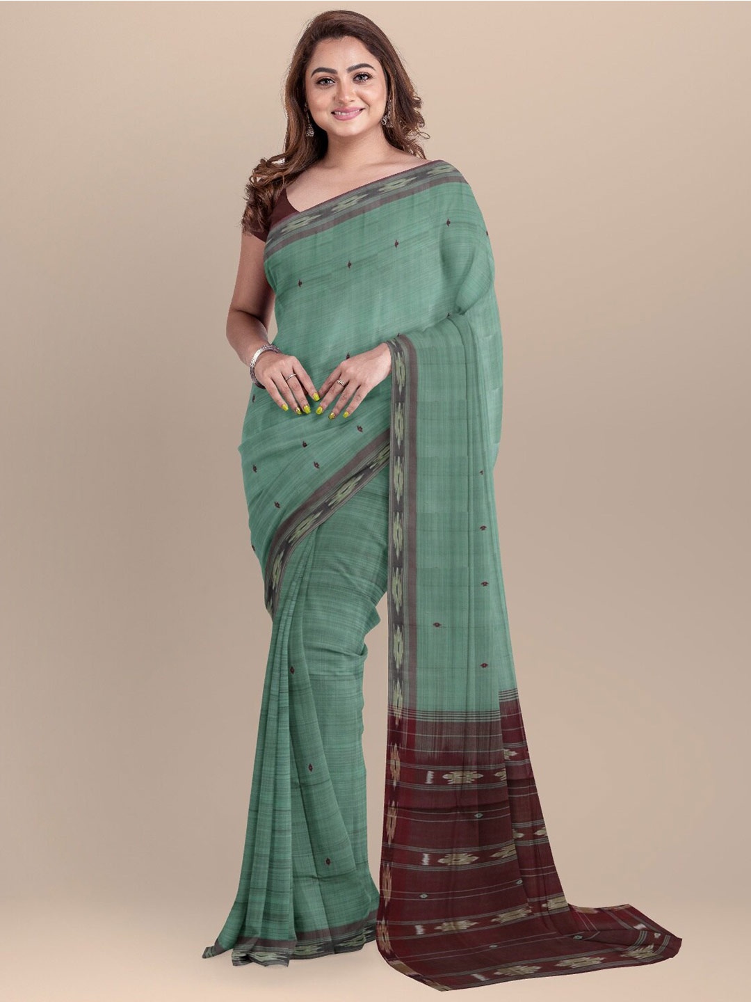 

APCO Green & Brown Woven Design Pure Cotton Saree