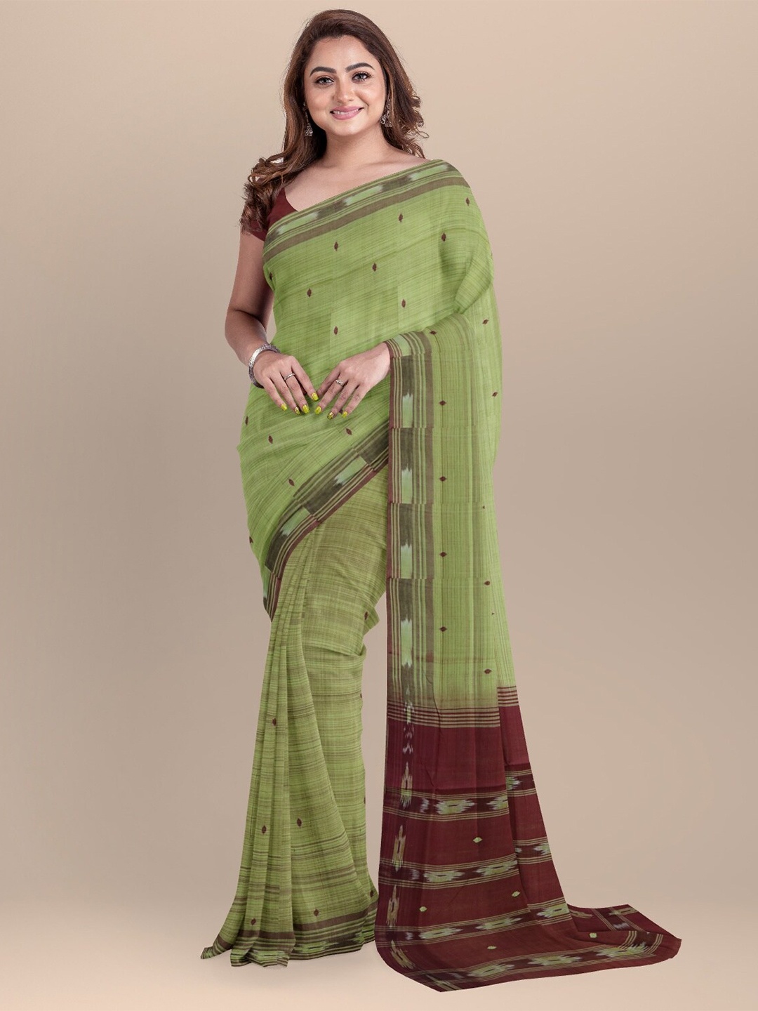 

APCO Green & Maroon Woven Design Pure Cotton Saree