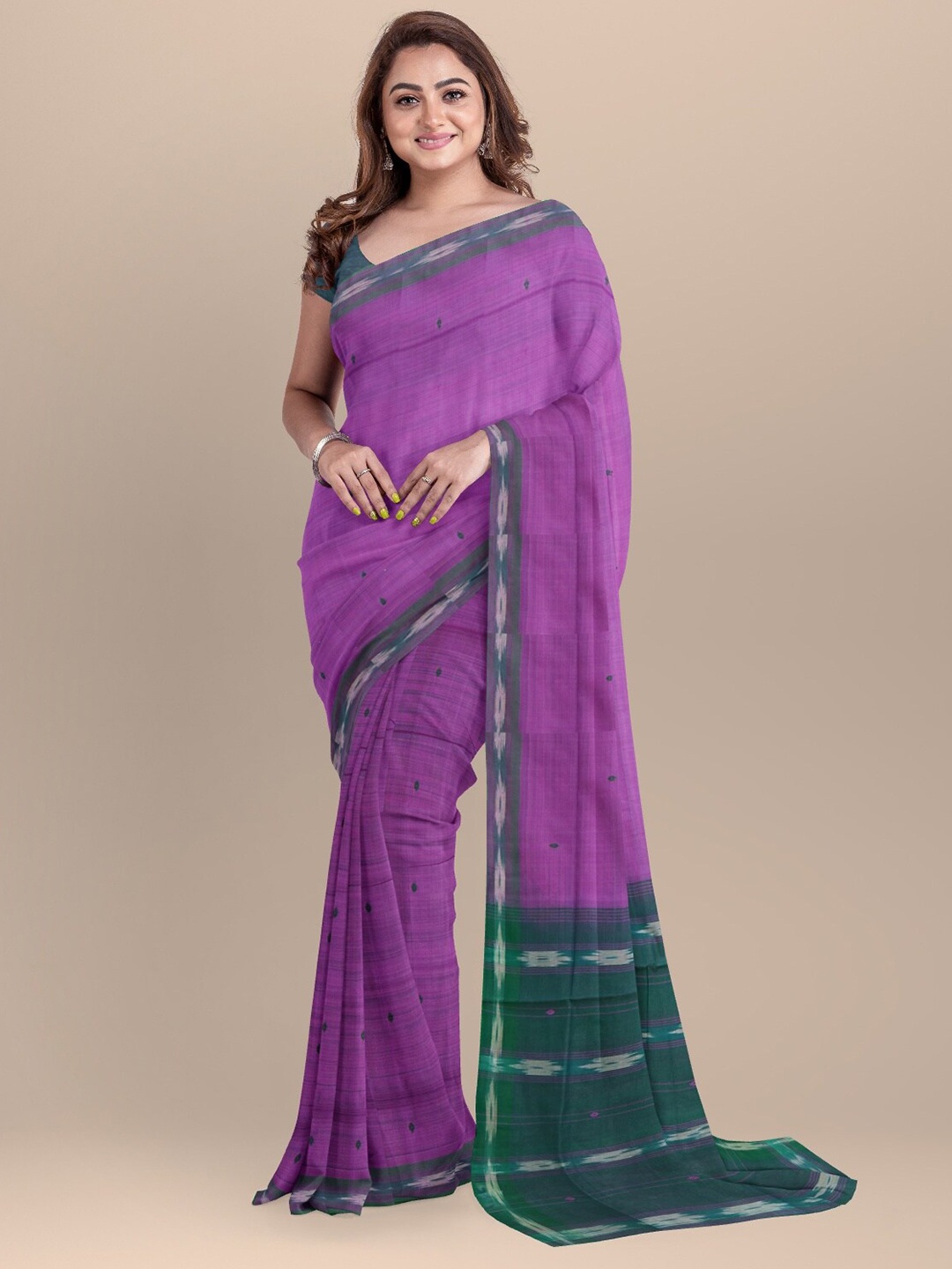 

APCO Purple & Green Woven Design Pure Cotton Saree