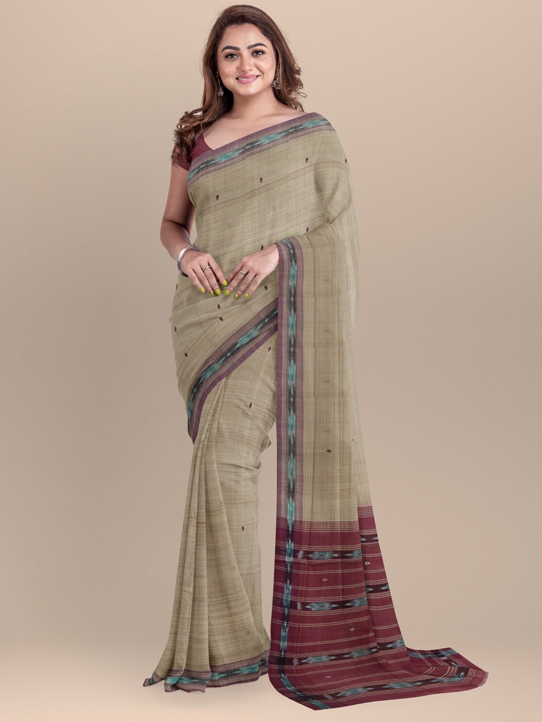 

APCO Brown & Maroon Woven Design Pure Cotton Saree