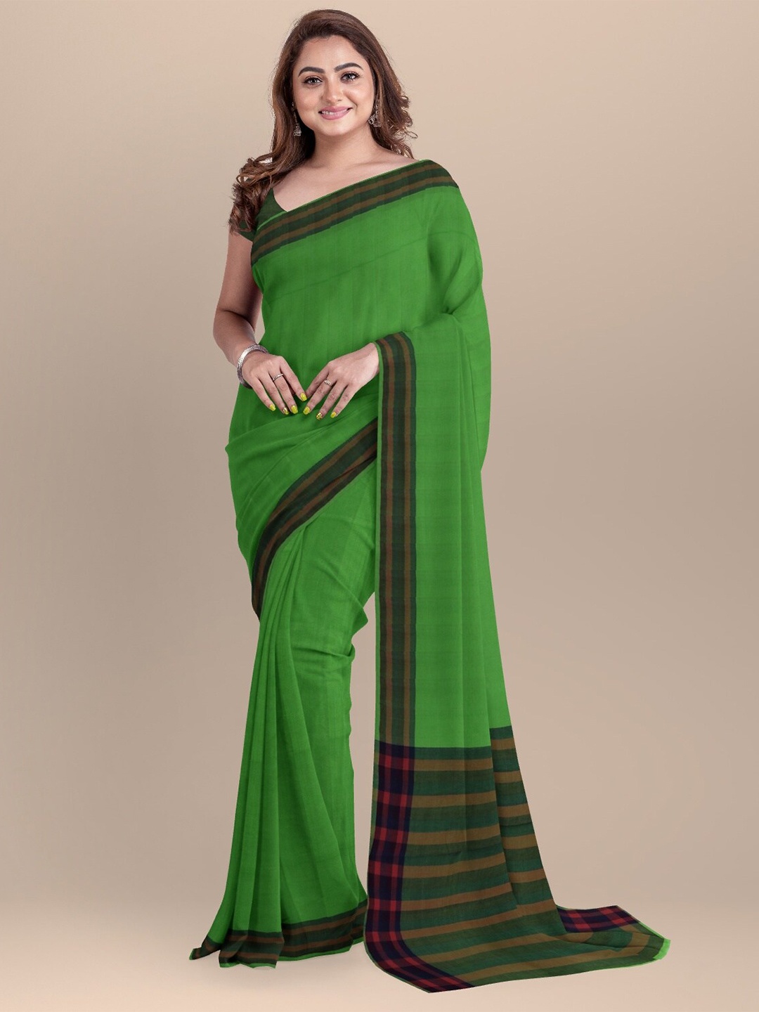

APCO Burgundy & Blue Woven Design Zari Pure Cotton Saree