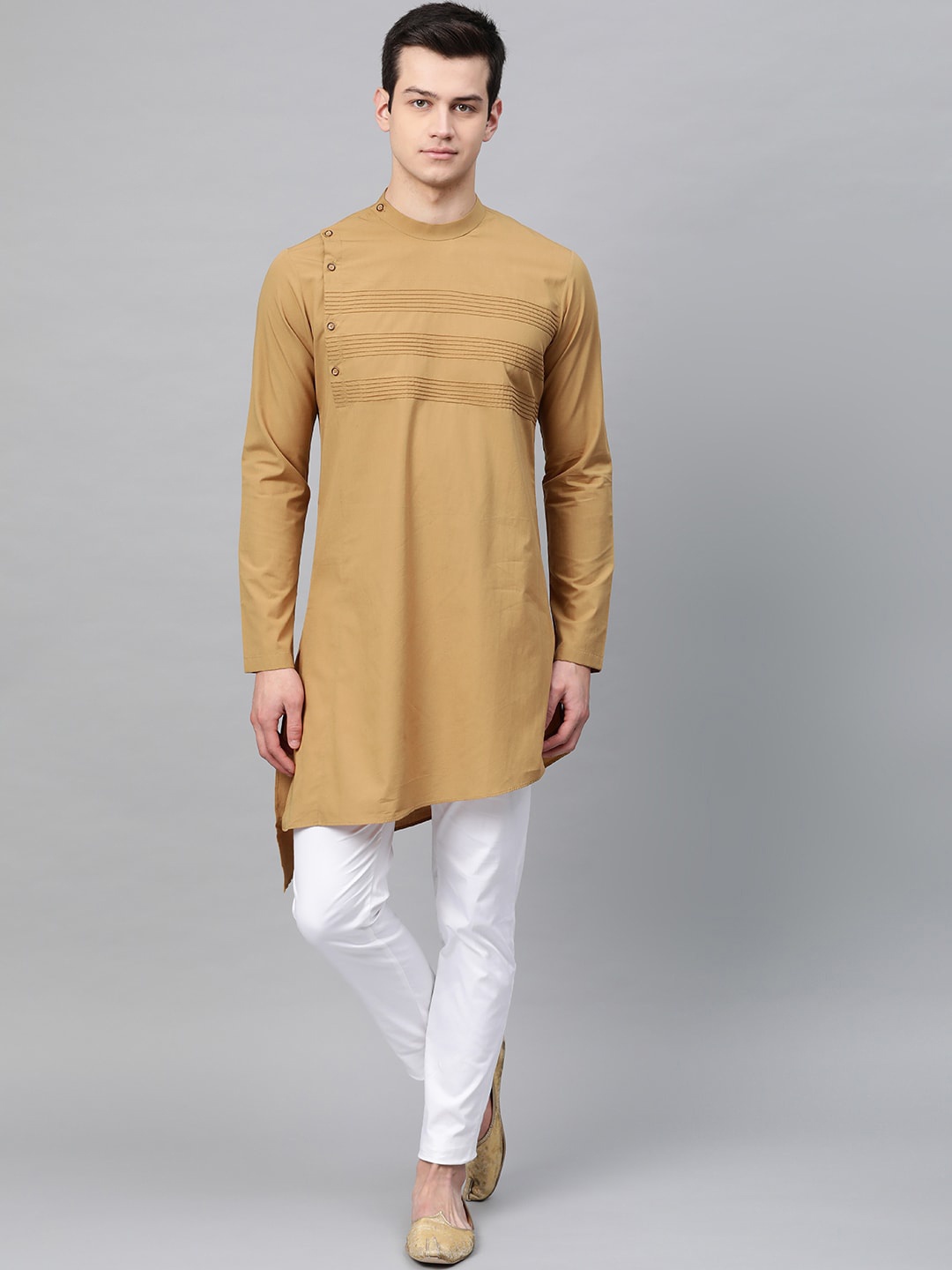 

See Designs Men Khaki Thread Work Kurta