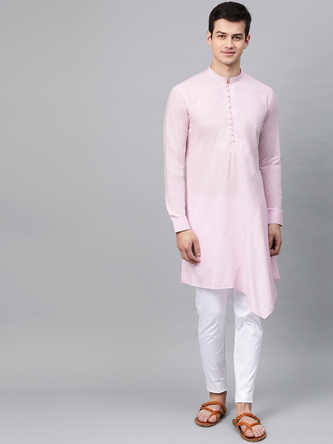 

See Designs Men Pink Asymmetric Kurta