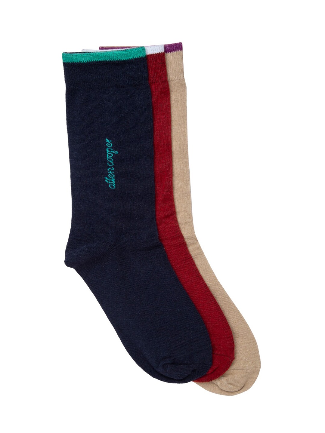 

Allen Cooper Men Pack Of 3 Assorted Cotton Calf-Length Socks