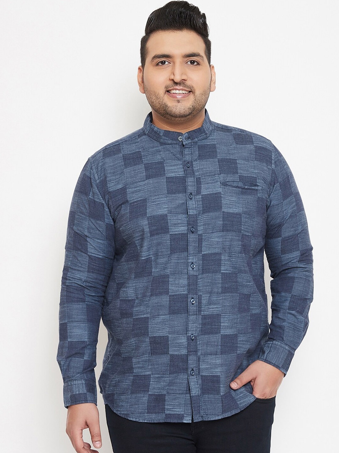 

Instafab Plus Men Blue Checked Casual Shirt