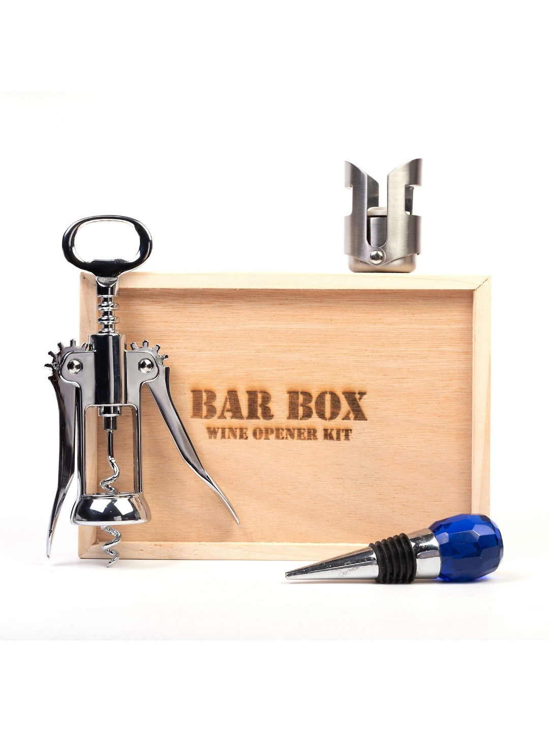 

BAR BOX Set Of 3 Silver-Toned & Blue Stainless Steel Bar Accessories