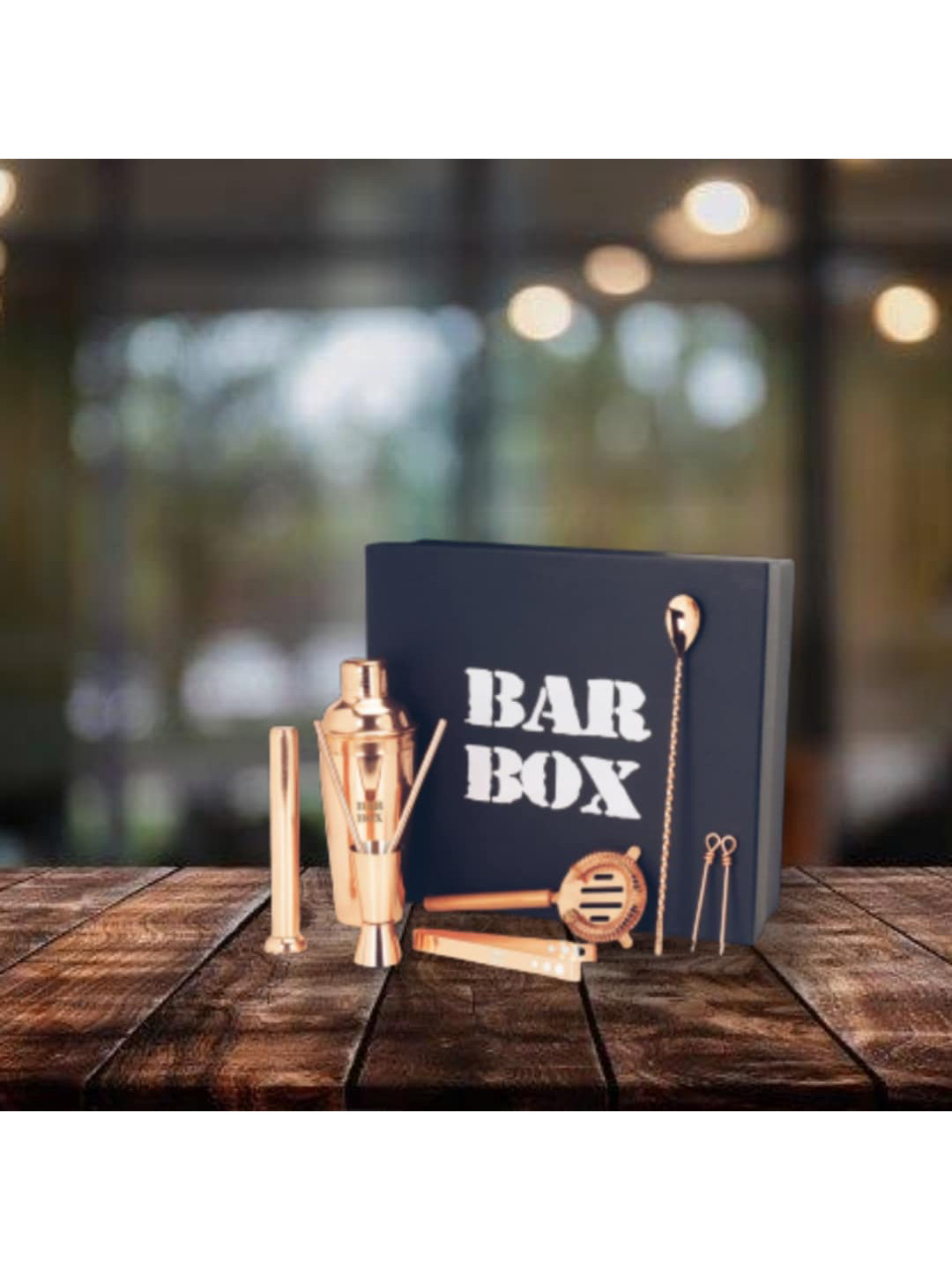

BAR BOX Rose Gold-Toned Solid Stainless Steel Barware Set In Gift Box