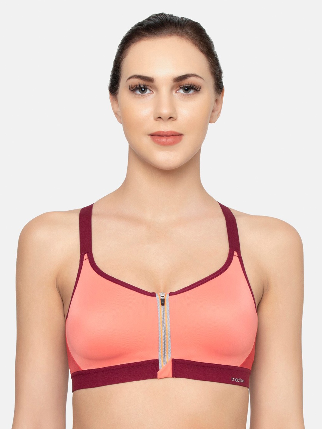 

Triumph Triaction 125 Padded Wireless Front Open Extreme Bounce Control Sports Bra, Orange